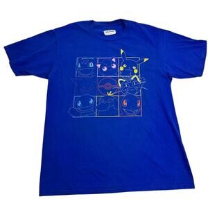 Pokémon Graphic Tee Adult M | Pikachu Charmander Gengar | Blue